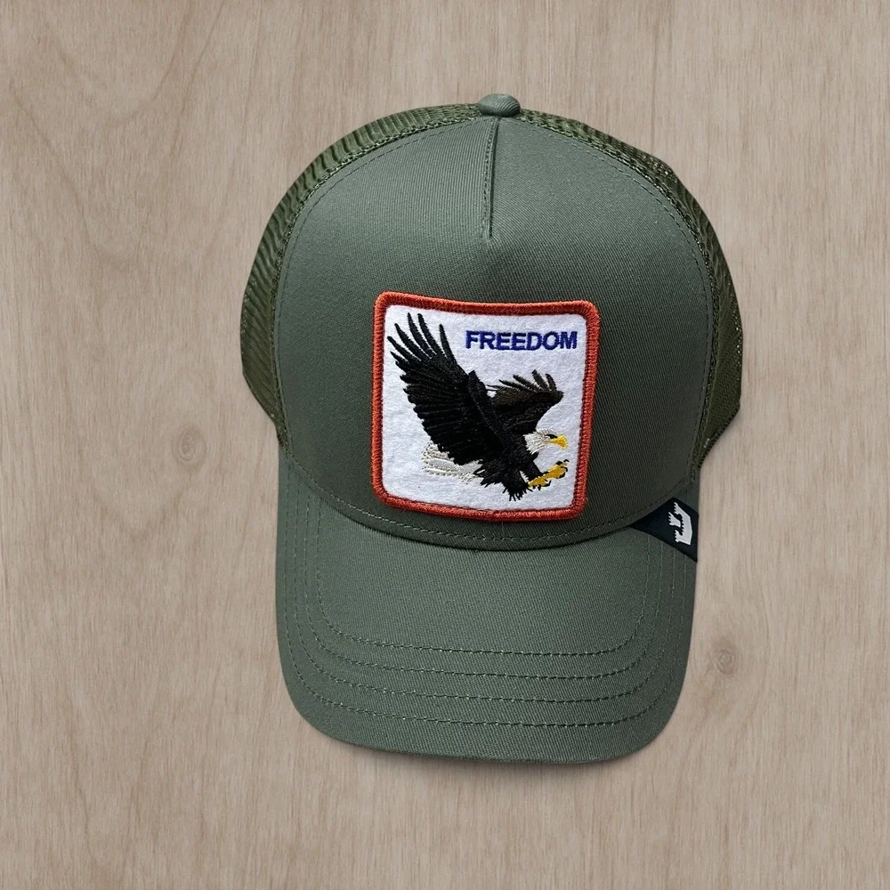 Goorin Bros Freedom Eagle Trucker Hat Olive Green Mesh Snapback Cap Animal Farm
